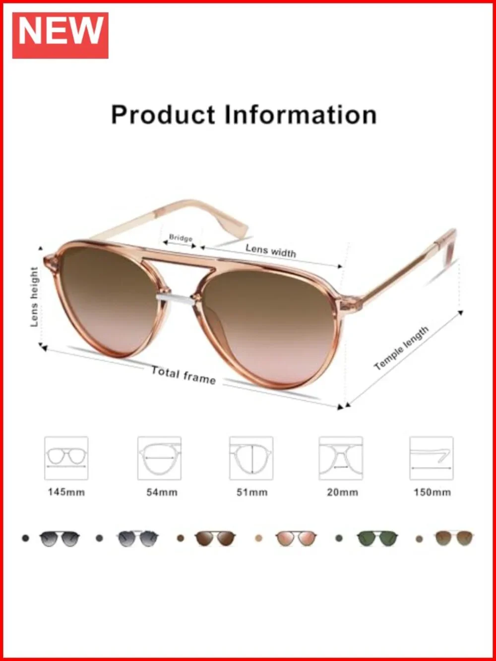 Retro Aviator Polarized Sunglasses for Women Men Double Bridge Shades